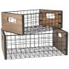 Maisons Du Monde Porte-revues Et Caisses 2 Cagettes En Métal Noir Et Pin -Rangements déco Soldes 2 cagettes en metal noir et pin 1000 11 40 185770 1