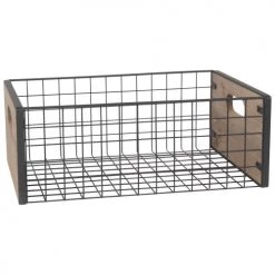 Maisons Du Monde Porte-revues Et Caisses 2 Cagettes En Métal Noir Et Pin -Rangements déco Soldes 2 cagettes en metal noir et pin 1000 11 40 185770 3