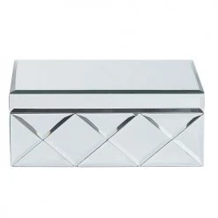 Beliani Rangements à Bijoux Boîte à Bijoux Argentée Effet Miroir -Rangements déco Soldes boite a bijoux argentee effet miroir 2