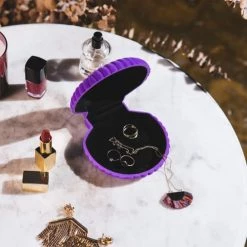 DOIY Rangements Salle De Bain Boite à Bijoux Coquillage Feutre Violet -Rangements déco Soldes boite a bijoux coquillage feutre violet 5