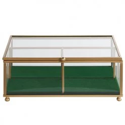 Beliani Rangements à Bijoux Boîte à Bijoux En Verre Et Doré -Rangements déco Soldes boite a bijoux en verre et dore 3