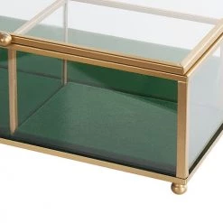 Beliani Rangements à Bijoux Boîte à Bijoux En Verre Et Doré -Rangements déco Soldes boite a bijoux en verre et dore 5
