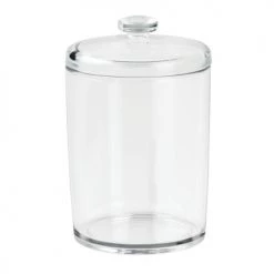 IDesign Rangements Salle De Bain Boîte à Coton Avec Couvercle - Transparent