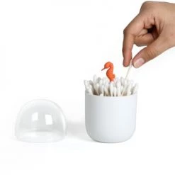 Qualy Design Rangements Salle De Bain Boite à Coton-tiges Hippocampe -Rangements déco Soldes boite a coton tiges hippocampe 2