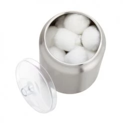 IDesign Rangements Salle De Bain Boîte à Cotons Avec Couvercle - Argent -Rangements déco Soldes boite a cotons avec couvercle argent 3