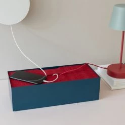 Remember Boîtes Boite Cache Câble 38x16x11cm Métal Bleu -Rangements déco Soldes boite cache cable 38x16x11cm metal bleu 1