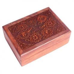 Ixia Boîtes Boite Chakras En Bois Sculpté 18x13cm