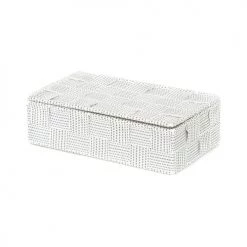 Compactor Boîtes Boîte De Rangement Blanche En Sangles Tressées 21x12cm