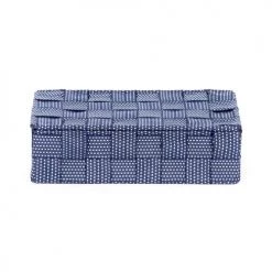 Compactor Boîtes Boîte De Rangement Bleue En Sangles Tressées 21x12cm -Rangements déco Soldes boite de rangement bleue en sangles tressees 21x12cm 2