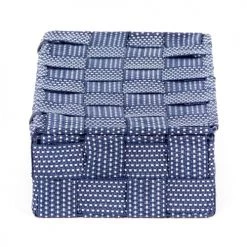 Compactor Boîtes Boîte De Rangement Bleue En Sangles Tressées 21x12cm -Rangements déco Soldes boite de rangement bleue en sangles tressees 21x12cm 3