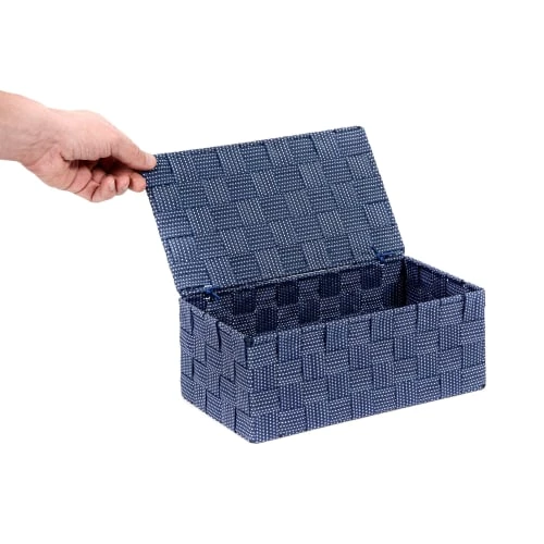 Compactor Boîtes Boîte De Rangement Bleue En Sangles Tressées 27x15cm 6 Compactor Boîtes Boîte De Rangement Bleue En Sangles Tressées 27x15cm – Image 4