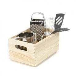 Compactor Boîtes Boîte De Rangement En Bois Naturel 2 Poignées 30x20cm -Rangements déco Soldes boite de rangement en bois naturel 2 poignees 30x20cm 3