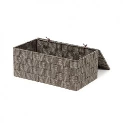 Compactor Boîtes Boîte De Rangement Marron En Sangles Tressées 27x15cm -Rangements déco Soldes boite de rangement marron en sangles tressees 27x15cm 4