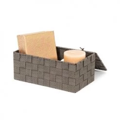 Compactor Boîtes Boîte De Rangement Marron En Sangles Tressées 27x15cm -Rangements déco Soldes boite de rangement marron en sangles tressees 27x15cm 5