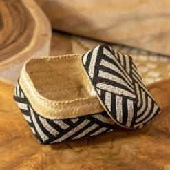 Now’s Home Boîtes Boite En Bambou Ornée De Perles -Rangements déco Soldes boite en bambou ornee de perles 4