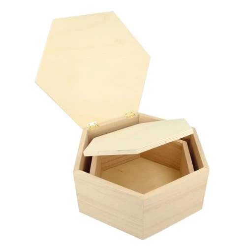 Artemio Boîtes Boîte En Bois Hexagonale - Lot De 2 3 Artemio Boîtes Boîte En Bois Hexagonale - Lot De 2