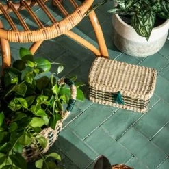 Maisons Du Monde Boîtes Boîte En Jonc De Mer Beige, Vert Et Bleu -Rangements déco Soldes boite en jonc de mer beige vert et bleu 1000 13 38 226317 4