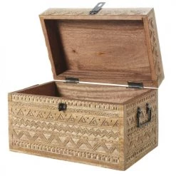Maisons Du Monde Boîtes Boîte En Manguier Gravé Motifs Graphiques -Rangements déco Soldes boite en manguier grave motifs graphiques 1000 3 23 190386 3