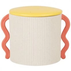 Maisons Du Monde Boîtes Boîte En Porcelaine Blanche, Jaune Et Rose