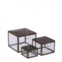 Mica Decorations Rangements à Bijoux Boîte En Verre Et Métal Cuivre