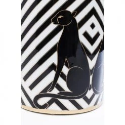 Kare Design Boîtes Boîte Noire Et Blanche Panthères En Porcelaine D15 -Rangements déco Soldes boite noire et blanche pantheres en porcelaine d15 2