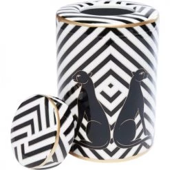 Kare Design Boîtes Boîte Noire Et Blanche Panthères En Porcelaine D15 -Rangements déco Soldes boite noire et blanche pantheres en porcelaine d15 3