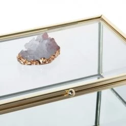 Maisons Du Monde Boîtes Boîte Rectangulaire En Verre Et Métal Doré -Rangements déco Soldes boite rectangulaire en verre et metal dore 1000 5 18 226666 4