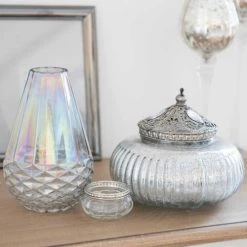 Maisons Du Monde Boîtes Boîte Ronde En Verre Argenté -Rangements déco Soldes boite ronde en verre argente 1000 10 17 160983 4