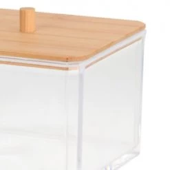 Wadiga Rangements Salle De Bain Boîte Salle De Bain Carrée Acrylique Et Bambou - 9.5x9.5x7.5cm -Rangements déco Soldes boite salle de bain carree acrylique et bambou 9 5x9 5x7 5cm 1