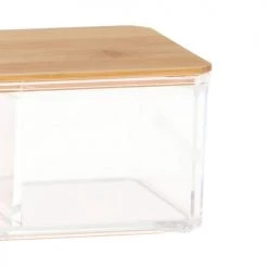 Wadiga Rangements Salle De Bain Boîte Salle De Bain Organisateur Acrylique Et Bambou - 23.5x9.5x7cm -Rangements déco Soldes boite salle de bain organisateur acrylique et bambou 23 5x9 5x7cm 2