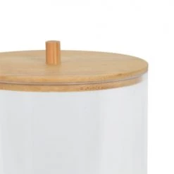 Wadiga Rangements Salle De Bain Boîte Salle De Bain Ronde Acrylique Et Bambou - 9.5x9.5x10cm -Rangements déco Soldes boite salle de bain ronde acrylique et bambou 9 5x9 5x10cm 1