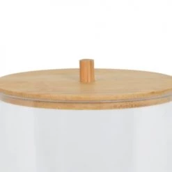 Wadiga Rangements Salle De Bain Boîte Salle De Bain Ronde Acrylique Et Bambou - 9.5x9.5x10cm -Rangements déco Soldes boite salle de bain ronde acrylique et bambou 9 5x9 5x10cm 2