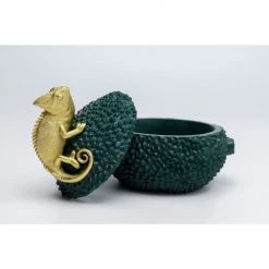 Kare Design Boîtes Boîte Verte Caméléon Doré En Polyrésine H20 -Rangements déco Soldes boite verte cameleon dore en polyresine h20 2