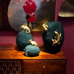 Kare Design Boîtes Boîte Verte Caméléon Doré En Polyrésine H20 -Rangements déco Soldes boite verte cameleon dore en polyresine h20 3