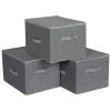 Calicosy Boîtes De Rangement Grises Pliables Avec Poignées Et Couvercle -H25 Cm
