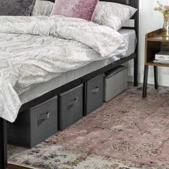 Calicosy Boîtes De Rangement Grises Pliables Avec Poignées Et Couvercle -H25 Cm -Rangements déco Soldes boites de rangement grises pliables avec poignees et couvercle h25 cm 3