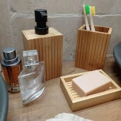 Five Simply Smart Rangements Salle De Bain Brosse WC Carrée Bambou - 10x10x37cm -Rangements déco Soldes brosse wc carree bambou 10x10x37cm 3