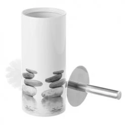 Unimasa Rangements Salle De Bain Brosse WC Céramique Gris Et Blanc Galets -Rangements déco Soldes brosse wc ceramique gris et blanc galets 1