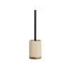 Wadiga Rangements Salle De Bain Brosse WC En Polyrésine Beige Et Acacia 9,5x9,5x39,5cm