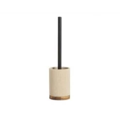 Wadiga Rangements Salle De Bain Brosse WC En Polyrésine Beige Et Acacia 9,5x9,5x39,5cm -Rangements déco Soldes brosse wc en polyresine beige et acacia 9 5x9 5x39 5cm 4