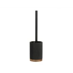 Wadiga Rangements Salle De Bain Brosse WC En Polyrésine Beige Et Acacia 9,5x9,5x39,5cm -Rangements déco Soldes brosse wc en polyresine noir et acacia 9 5x9 5x39 5cm 4