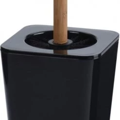 Wadiga Rangements Salle De Bain Brosse WC Plastique Noir Et Bambou -Rangements déco Soldes brosse wc plastique noir et bambou 2