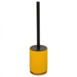 Five Simply Smart Rangements Salle De Bain Brosse WC Polyrésine Jaune Et Bambou - 8.8x8.8x40cm