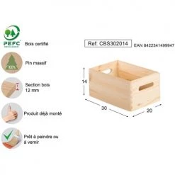 Astigarraga Boîtes Caisse En Bois De Rangement 30 X 20 X 14 Cm 8 Astigarraga Boîtes Caisse En Bois De Rangement 30 X 20 X 14 Cm -Rangements déco Soldes caisse en bois de rangement 30 x 20 x 14 cm 2