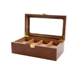 Wadiga Rangements à Bijoux Coffret De Rangement 4 Montres En Bois 22x18cm -Rangements déco Soldes coffret de rangement 4 montres en bois 22x18cm 1