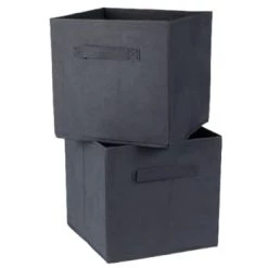 Casâme Boîtes Cube De Rangement Intissé 28x28cm - Lot De 2 - Noir -Rangements déco Soldes cube de rangement intisse 28x28cm lot de 2 gris 1