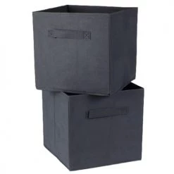 Casâme Boîtes Cube De Rangement Intissé 28x28cm - Lot De 2 - Gris