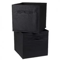 Casâme Boîtes Cube De Rangement Intissé 28x28cm - Lot De 2 - Noir