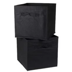 Casâme Boîtes Cube De Rangement Intissé 28x28cm - Lot De 2 - Gris -Rangements déco Soldes cube de rangement intisse 28x28cm lot de 2 noir 5