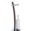 Wadiga Rangements Salle De Bain Dérouleur De Papier Toilette Et Brosse WC En Bois Et Inox H71cm -Rangements déco Soldes derouleur de papier toilette et brosse wc en bois et inox h71cm